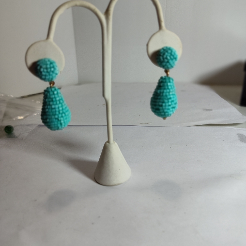 Turquoise Beaded Drop Earrings NWOT